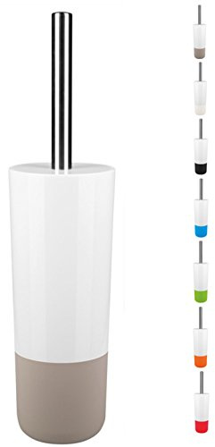Spirella WC Bürste Klobürste Toilettenbürste hochwertig „Moji“ mit hygienischem Behälter Weiß/Taupe
