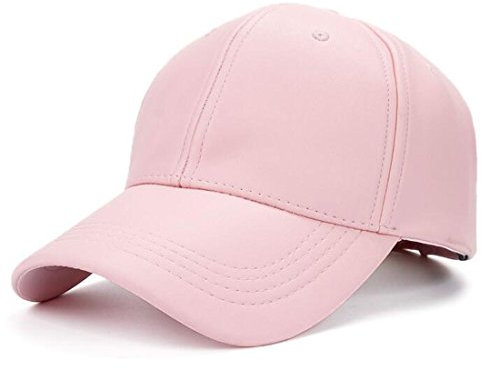 Kuyou Unisex Klassische PU Leder Baseball Cap Sports Outdoor Basecap Kappe (Rosa)