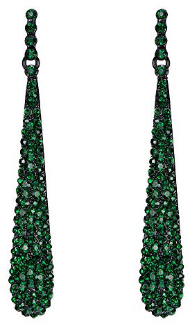 Clearine Ohrringe Voll Kristall Diamant Teardrop Lange Ohrstecker für Damen Party Smaragd-Grün Schwarz-Ton
