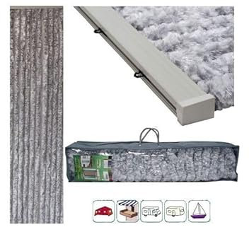 Dahlmann Home/EB Flauschvorhang Chenille Tür 90x200 cm Vorhang Insektenschutz Wohnmobil Wohnwagen Hellgrau