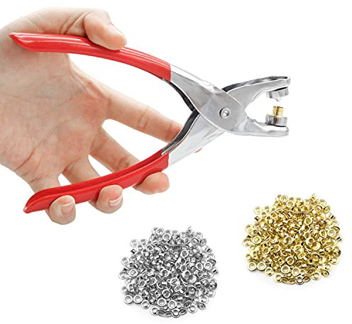Occhiello Strumento Kit, 400 Pcs 6.2 inch Pinza Occhiellatrice, Grommet Kit Occhielli per Teloni, Strumento Grommet per Tendine Teloni Borse Scarpe Abbigliamento Cappello