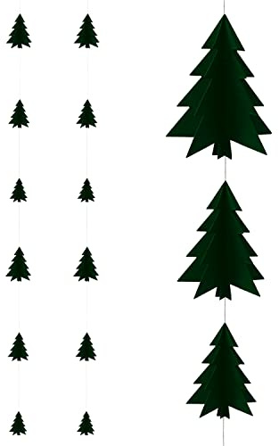 Oblique Unique® 3D Tannenbaum Girlande Deckenhänger Baum Banner Weihnachtsbaum Deko für Weihnachten Winter Advent Party (3D Baum - Dunkelgrün)