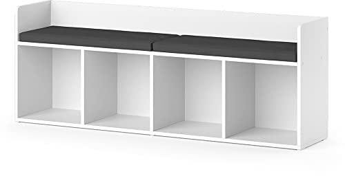 Vicco Kindersitzbank Weiß Luigi Ohne Faltboxen - 31x53x142 cm gefertigt aus Spanplatte - Spielzeugschrank ideal fürs Kinderzimmer, für eine einfache und Funktionelle Aufbewahrung