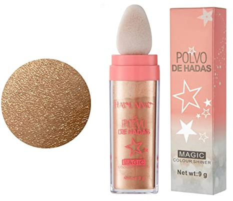 Polvos de Hadas, Maquillaje Iluminador Body Shimmer, Polvo Purpurina Corporal, Resaltador en Polvo, Highlight Patting Powder, para Cuerpo y Cabello Glitter, 9g, Bronce,MELLTONG