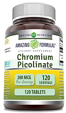 Amazing Formulas Chromium Picolinate Supplement | 200 Mcg Per Serving | Tablets | Non-GMO | Gluten Free | Made in USA (120 Count)