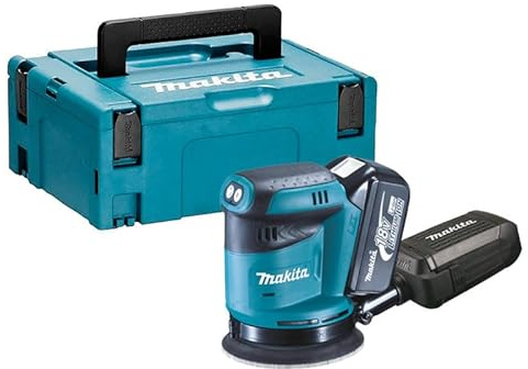 Makita DBO180Z Exzenterschleifer 125 mm LXT 18 V + 1 x BL1840B + MAKPAC