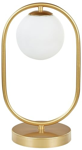 Beliani Tischlampe Metall/Glas gold weiß rund Glaskugel Nachttischlampe elegant Yankee