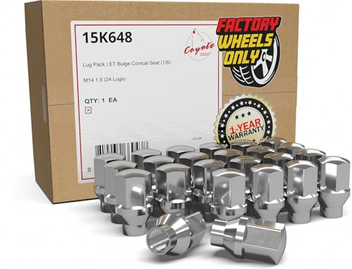 Wheel Accessories Parts 24 Pcs M14x1.5 14x1.5 Thread ET OEM Style Lug Nuts 1.77 Long Chrome 7/8 22mm 6509422AA ｜ 611-330 Fits Chevy Silverado GMC Sierra 1500 ｜ RAM 1500