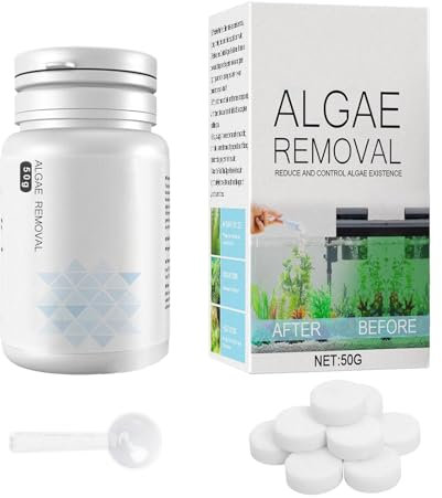 Fish Tank Algae Remover,Fish Tank Cleaner,50g Aquatic Algaecide with Spoon,Safe for Fish and Plants,Natural Aquarium Algae Treatment Clears Green Water and Moss for Clear Water,Healthy Environment