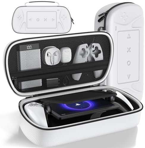 PS Portal Carry Case Compatible with Playstation Portal Remote Player, PS5 Portal Case with Zip Pocket for PS Portal Accessories, White PS5 Portal Carrying Case, Hard Travel Case bag for PS Portal