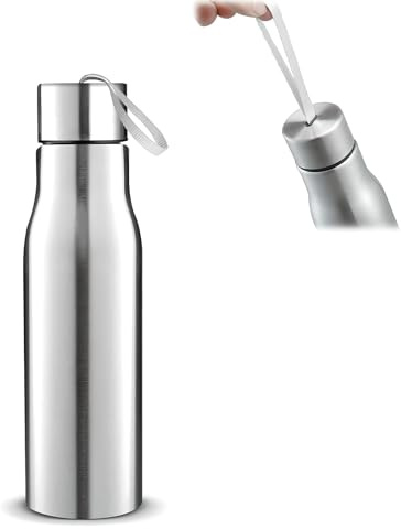 GJV Edelstahlflasche, tragbar, einwandig, Metall-Wasserflasche mit Griff, breite Öffnung, auslaufsicher, leicht, Outdoor-Sport, Wasserkocher, Becher (500 ml)