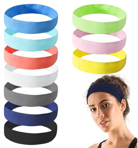 Diadema Elástica, Bandas para el Sudor, 10 Pcs Cinta Pelo Mujer, Yoga Cinta De Pelo Elástico Bandas para El Pelo Mujer, Movimiento Accesorios Pelo Mujer Y Hombres