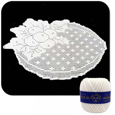 Hakeldeckchen filet für Weihnachten Weiß mit Blumen aus Baumwolle 58x32 cm (78NT) – Made in Italy