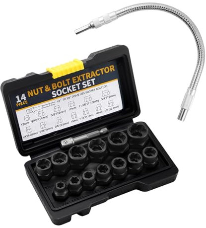 16 Pezzi Kit Svita Bulloni Rotti, Robusto e Facile da Usare, Set Estrattore per Viti, Ampia Gamma di Applicazioni, Kit Estrattori Dado, per Rimuovere Dadi e Viti Danneggiati e Arrugginiti (nero)