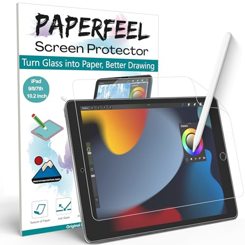 PAPERFEEL 2 Stück Folie für iPad 9. 8. 7. Gen 2021 2020 2019 Schutzfolie