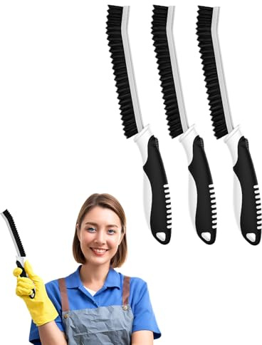Cleangor Crevice Cleaning Brushes UK, Serrated Bristle Grouting Cleaning Brush for Small Spaces, Magic Brush, Bathroom Accessory, Cleaning Tools, Cleaning Supplies for Shower, Toilet, Sink (3, Black)