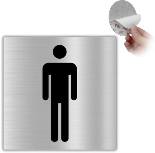 LEIASA | Segnale Adesivo Bagno Uomo - 10x10 cm - Spessore 0,8 mm - Alluminio - Cartello WC Maschio - Etichetta WC Uomo - Segnale Porta Bagno - Cartello Adesivo 3M (Segnale Uomo Bagno)