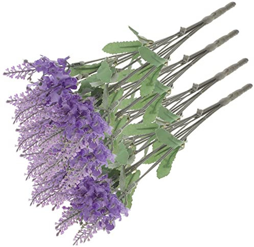Holibanna Künstliche Lavendel-blumenarrangement-Dekoration 4 Stück Für Balkonkästen Und Tischdekoration Simulierte Blumenschmuck