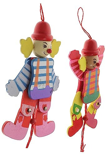 BESPORTBLE 2stücke Clown Marionette Puppen Holz Marionettenspielzeug Für Junge Mädchen Lustige Clownpuppen Mit Schnur Für Interaktive Puppenschau Für Jungen Und Mädchen Sicheres Und Langlebig