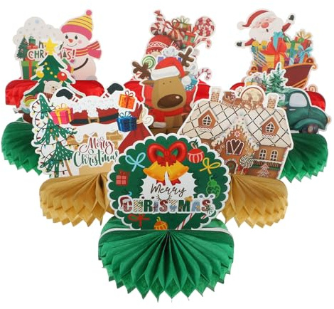 BESTonZON 9 Pièces Décoration de Table Noël Boules Papier Alvéolé Centre de Table et Facile à Installer pour Fête Intérieure et Ambiance Festive