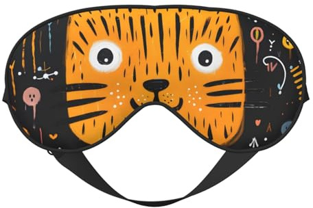 Augenmaske zum Schlafen, Cartoon-Katzen-Schlafmaske mit verstellbarem Riemen