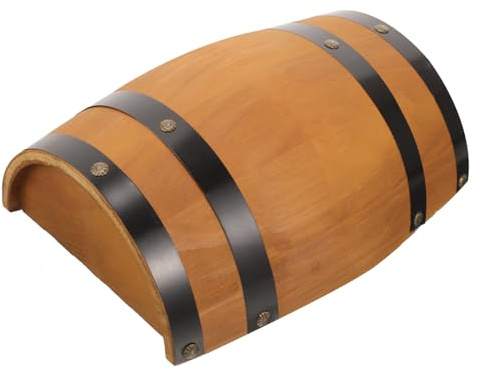 TOGEVAL Barril Redondo De Madera De Roble Medio, Barril De Cerveza Decorativo, Barrica De Vino Tinto 27 Cm Alto, Decoración Para Bar y Restaurante, Barriles Decorativos Rústicos