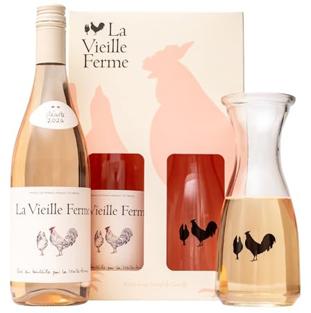La Vieille Ferme Rose Wine Gift Set, 750 ml, Carafe | Officially Licensed, Chicken Wine, Gifts for Women, Rose Bottle, Ladies, Mum, Birthday