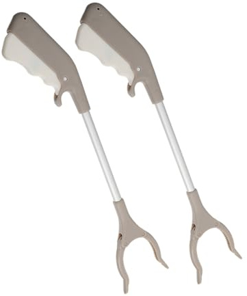 Gogogmee 2 piezas Pinza Recogedora de Basura de Aluminio con Puntas de Goma Agarre Seguro Herramienta Duradera para Limpieza Parques Calles y Escuelas para Personas Mayores