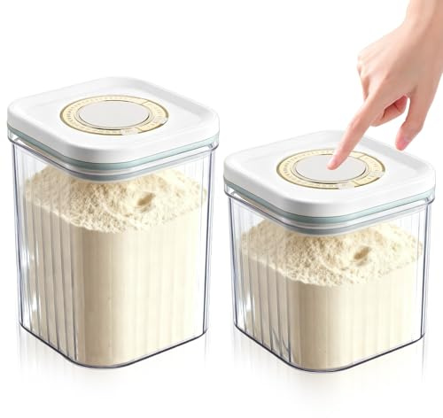 2 Stück Milchpulver Aufbewahrungsbox, 1200 ml+800 ml Versiegelter Milchpulverspender, Tragbare Milchpulver Behälter mit Löffel Zur Aufbewahrung Von Baby Lebensmitteln und Proteinpulver, Abnehmbar
