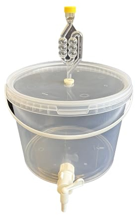 SILPLAST Contenitore completo per fermentazione da 10 l, set completo: secchio per ospiti con tubo di fermentazione e gomma di tenuta e rubinetto di scarico in plastica, secchio per birra o vino con