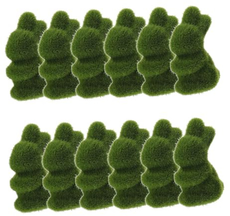 Toyvian 12 Pezzi Decorazione Coniglio Pasqua Realistico Ornata da Muschio Verde Ornamento Adorabile per Casa Ufficio e Festa Regalo per Atmosfera Primaverile
