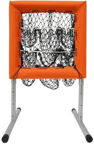 Baseball-Pitching-Netz, verstellbares Baseball-Pitching-Zielnetz mit Strike Zone, tragbares orangefarbenes Baseball-Rebounder-Netz