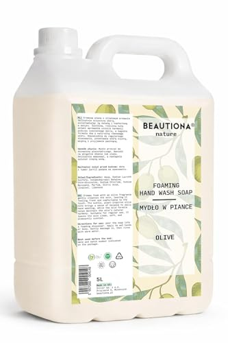 Savon mousse 5 L olive – Recharge savon moussant pour distributeur mousse – Savon liquide mains & corps pH neutre avec glycérine et huile d’amande – Sans silicone ni parabène