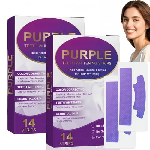 2PCS Fast-Acting Tooth Stain Remover & Gentle White/ning Strips for Teeth,Teeth WHI/tening Powder Alternative,Color Corrector Tooth Stain Remover,Fast At-Home Whit/ening Kit with Gentle Formula