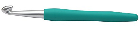 KnitPro 30918, Aluminium-Häkelnadel mit Soft Waves-Griff, 10 mm, Grün (Jade)