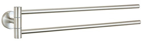 axentia 116946 Wand Handtuchhalter doppelt - Handtuchstange für Bad - Tuchhalter 2-armig schwenkbar - Stange für Handtücher, Edelstahl, Silber, 5.5 x 5.5 x 46 cm, 1 Einheiten
