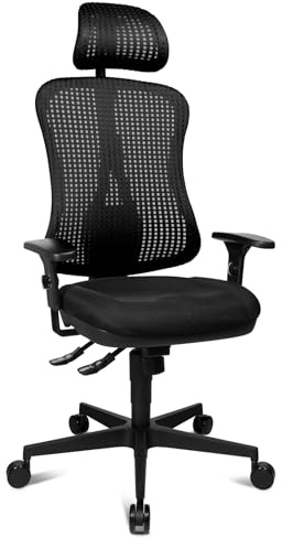 Topstar Bürodrehstuhl, Polyester, schwarz/schwarz | Made in Germany | Ergonomisch | Drehstuhl, Schreibtischstuhl | höhenverstellbar | Geprüfte Sicherheit nach GS-Intertek