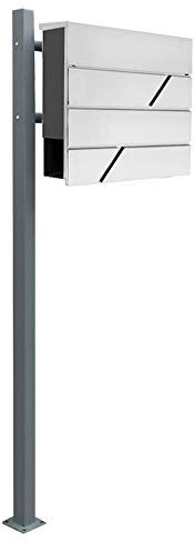 Edelstahl Briefkasten Set Standbriefkasten Ständer Zeitungsrolle Freistehend Zweifarbig Anthrazit V2Aox Auswahl, Ausführung:2 Füße - rund/anthrazit, Design:03