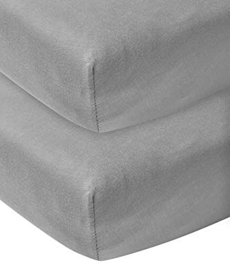 Meyco Spannbettlaken 2er Pack Babywiege 40x80/90cm Jersey Grey | 100 % Baumwolle - Oeko Tex zertifiziert - Spannbetttuch - Rundum-Gummizug - atmungsaktiv & hautfreundlich