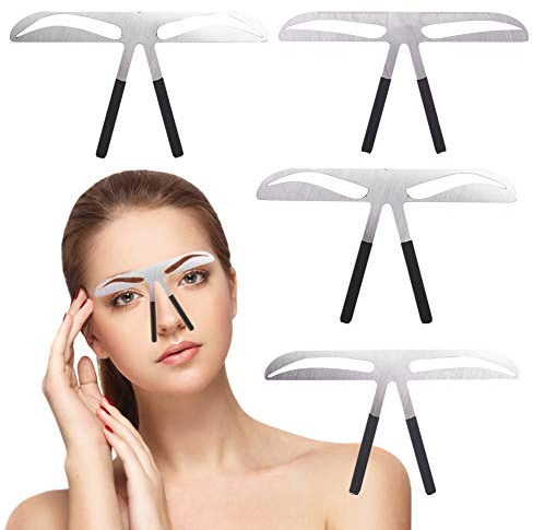 Modelli Di Sopracciglia Stencil, 4pz/Set Diy Stainess Acciaio Sopracciglio Tre Punti Balance Righello Misurazione Microblading Tatuaggio Permanente Trucco Gold Ratio,Strumento Di Posizionamento