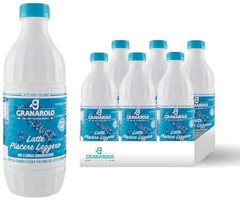 Granarolo, Lait demi-écrémé 1 litre, 6 paquets de Lait 100% Italien de longue conservation grâce au traitement UHT, Made in Italy