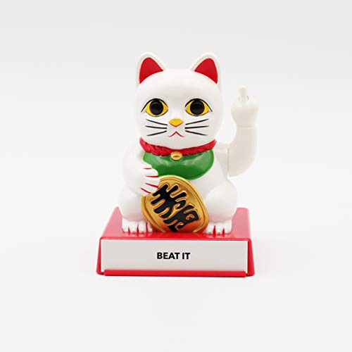 Locomocean Express yourself with Lucky Cat with Cattitude desk accessory with attitude, with changeable messages and moving arm with changeable hands