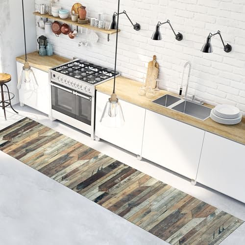 CREARREDA Tappeto Cucina in Vinile Passatoia Cucina Tappetino da Cucina Antiscivolo Lavabile con un Panno con Stampa 100% Made in Italy