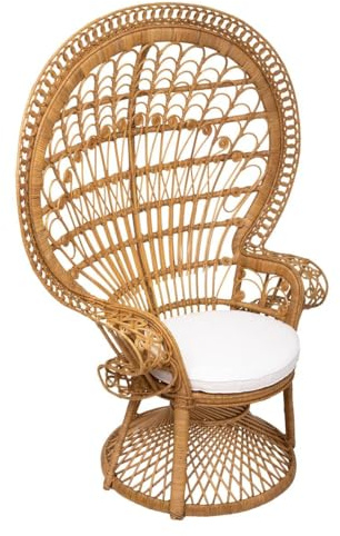 Atmosphera - Sillón Takta Peacock de ratán, 115 x 65 x 150 cm (Ancho x Profundidad x Alto) con cojín - para salón, Dormitorio e Interior