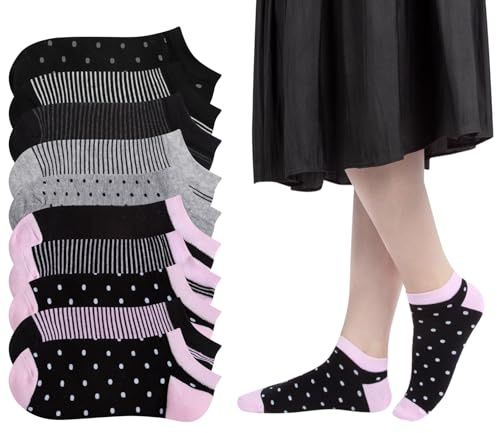 Chalier Cozy 10 Pairs Sports Trainer Sneakers Ankle Socks for Women Short Cotton Socks Novelty Crew Socks ladies Socks Gift for girls(one size/dark grey)