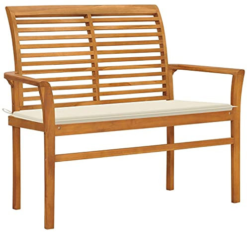 Tidyard Gartenbank mit Auflage Holzbank Sitzbank Flurbank Bierbank Terrassenbank Gartenmöbel Parkbank Bank 112 cm Massivholz Akazie