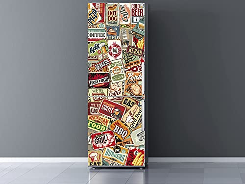 Oedim Pegatinas Vinilo para Frigorífico Matrículas Comida | 185x70cm | Adhesivo Resistente | Pegatina Adhesiva Decorativa de Diseño Elegante**