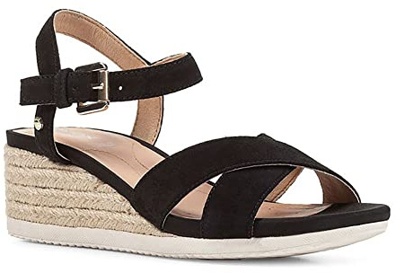 Geox D Ischia Corda, Sandalias Mujer Negro 39 EU