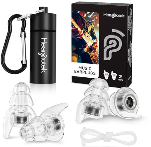 Hearprotek Concert Ear Plugs, 2Pairs Reusable high Fidelity Musician Ear Plugs for Concerts Loud Music-Noise Reduction Ear Protection earplugs for Rave,Festival,Music,Tinnitus Relief