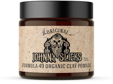 Johnny Slicks Formula 49 Clay All Organic Pomade | Firm Hold & Matte Finish (Promotes Healthy Hair Growth, Helps Hydrate Dry Skin), (2 ounce, Original)